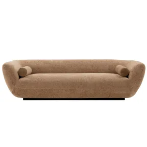 Manhattan Comfort Contemporary Ulka Boucle Sofa with Pillows in Light Brown