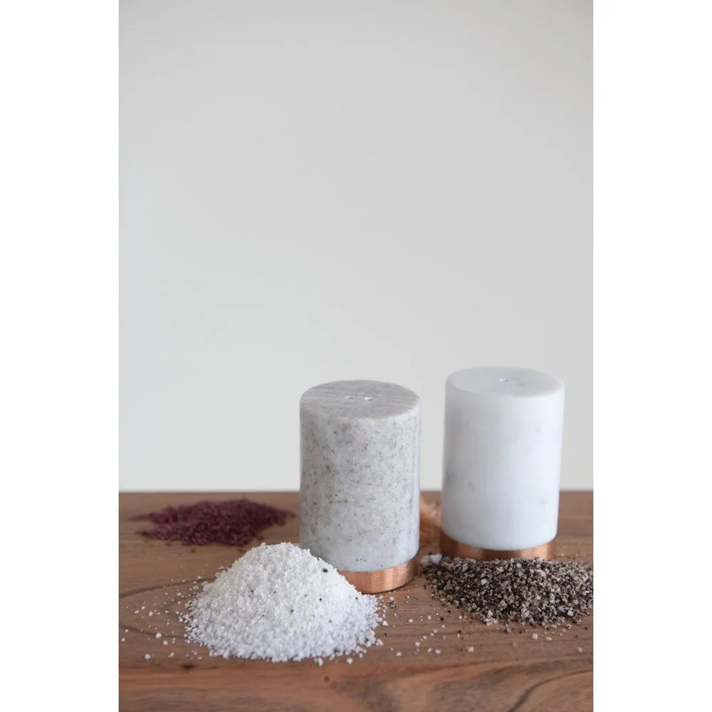 Marble Salt And Pepper Holder With Copper Base