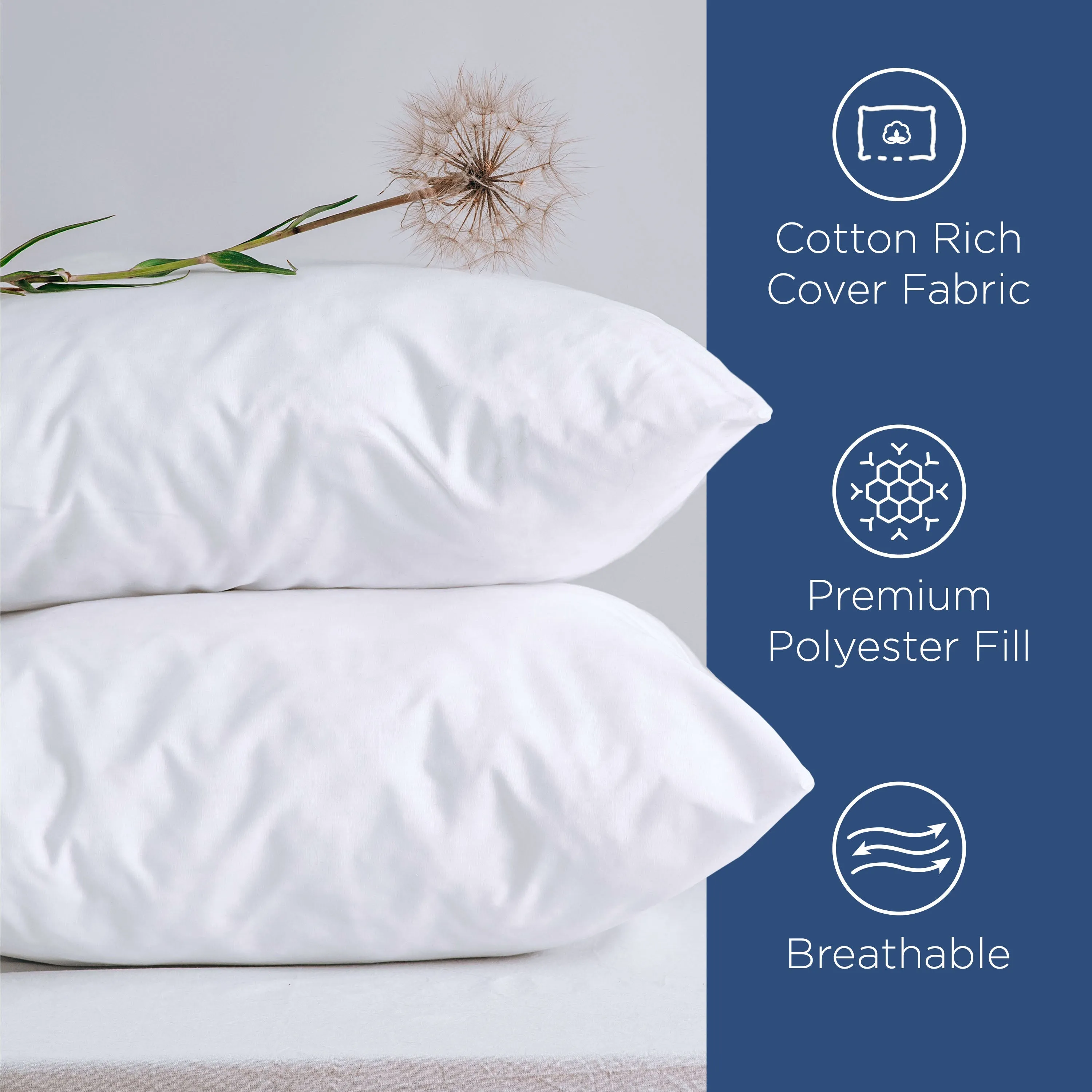 Martex T200 Twin Pack White Garnetted Pillow