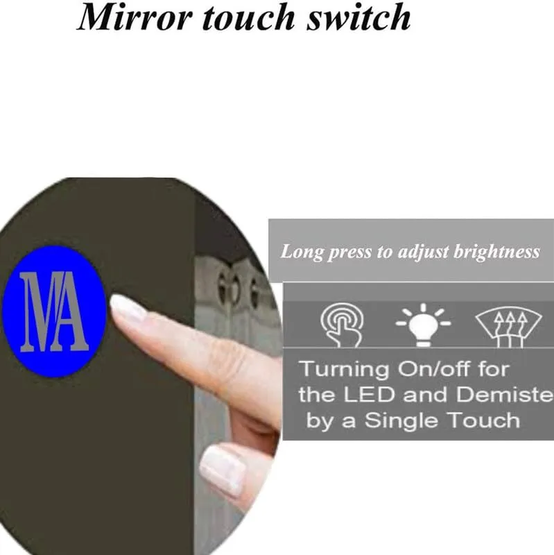 MERKEZI ART Round Shape Inbuild Led Lights Decorative Wall Mirror for Bathroom, Living Room, Bedroom, Vanity Mirrors, Makeup 24 x 24 Inch (MC08)