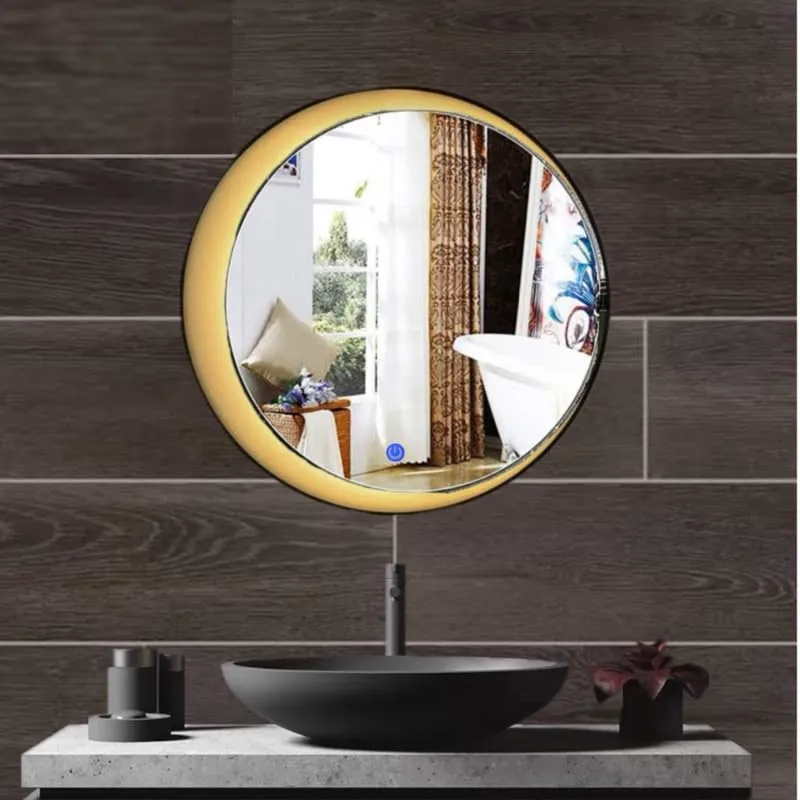 MERKEZI ART Round Shape Inbuild Led Lights Decorative Wall Mirror for Bathroom, Living Room, Bedroom, Vanity Mirrors, Makeup 24 x 24 Inch (MC08)