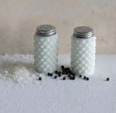 Milk Glass Hobnail Salt & Pepper Shakers