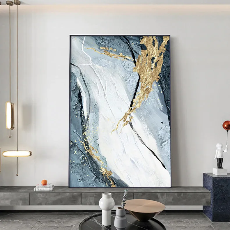 Modern Abstract Golden Blue Marble Wall Art Fine Art Canvas Prints Pictures For Luxury Living Room Dining Room Bedroom Home Office Art Decor