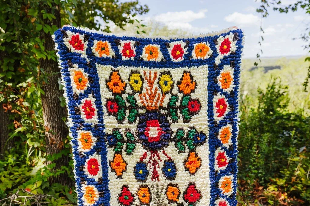 Momostenango Wool Woven Rug - Azul
