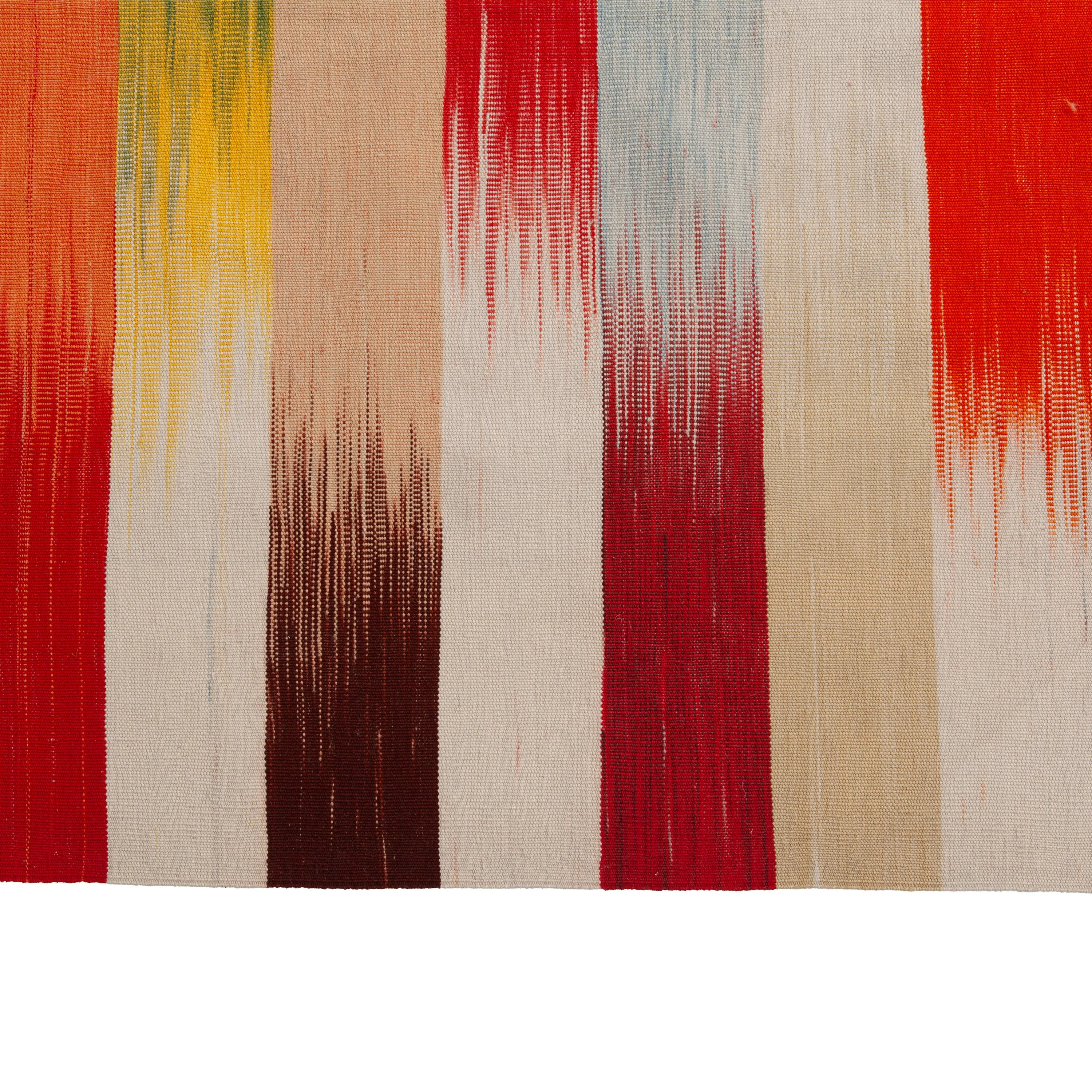 Multicolored Flatweave Wool Persian Runner - 7'3" x 13'2"