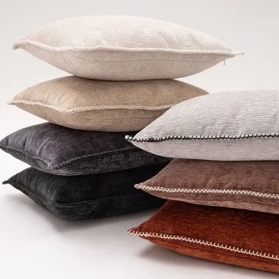 New - 14"x20" Oversize Junoesque Chenille Whipstitch Lumbar Throw Pillow Brown - Evergrace