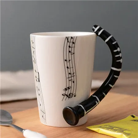Novelty Guitar Ceramic Cup Personality Music Note Milk Juice Lemon Mug Coffee Tea Cup Home Office Drinkware Unique Gift