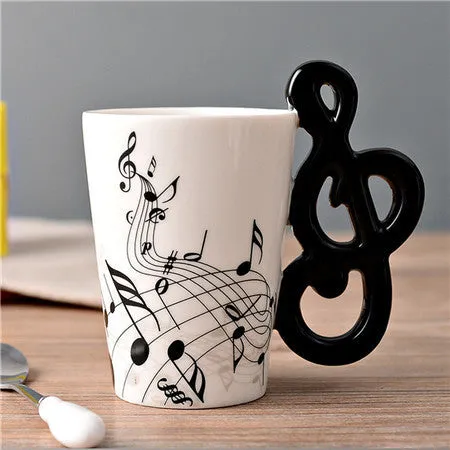 Novelty Guitar Ceramic Cup Personality Music Note Milk Juice Lemon Mug Coffee Tea Cup Home Office Drinkware Unique Gift