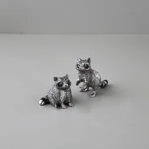 Pewter Salt & Pepper Shakers / Raccoons