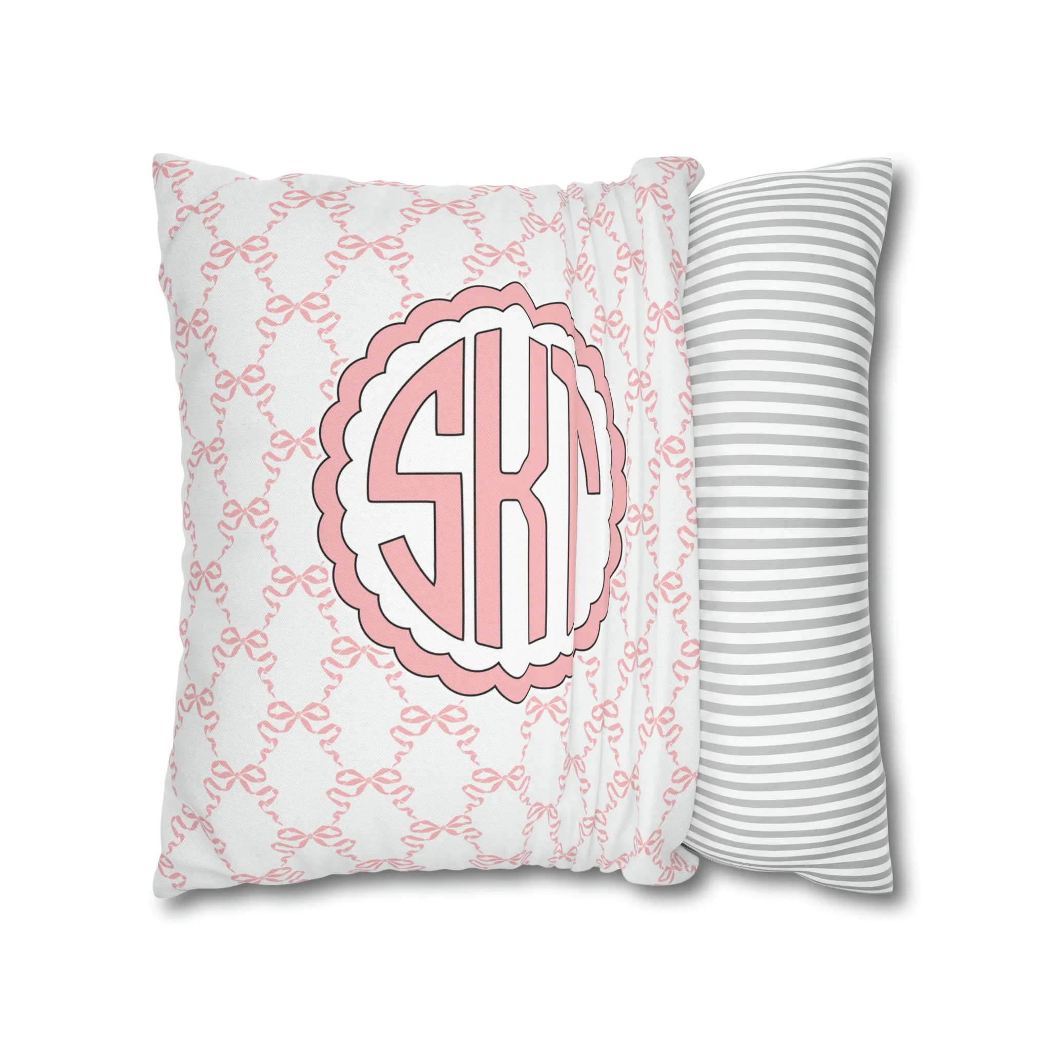 Pink Mongrammed Coquette Decorative Pillow