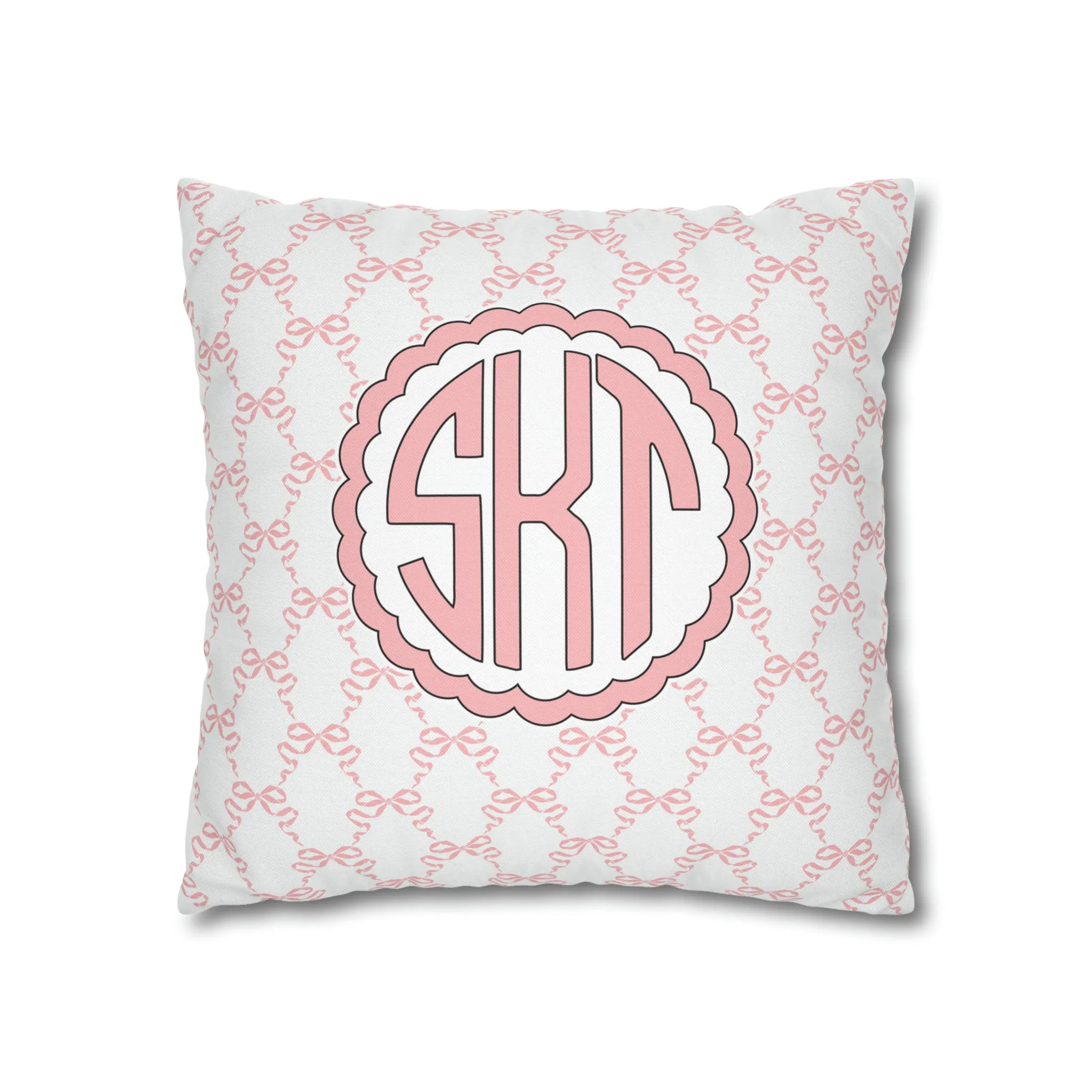 Pink Mongrammed Coquette Decorative Pillow