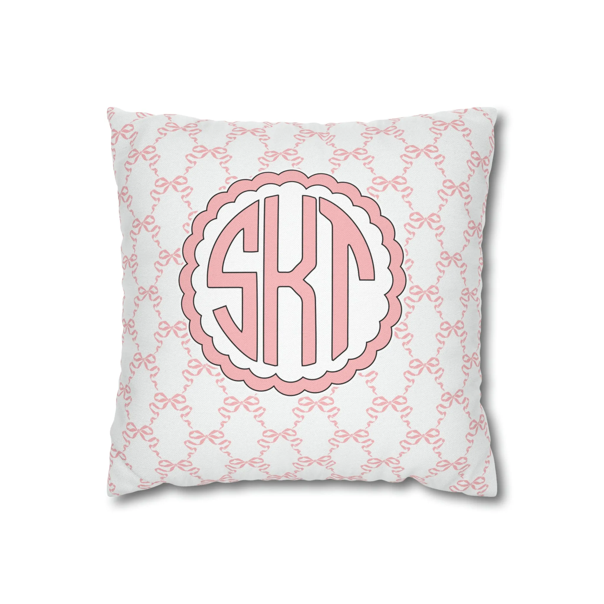 Pink Mongrammed Coquette Decorative Pillow