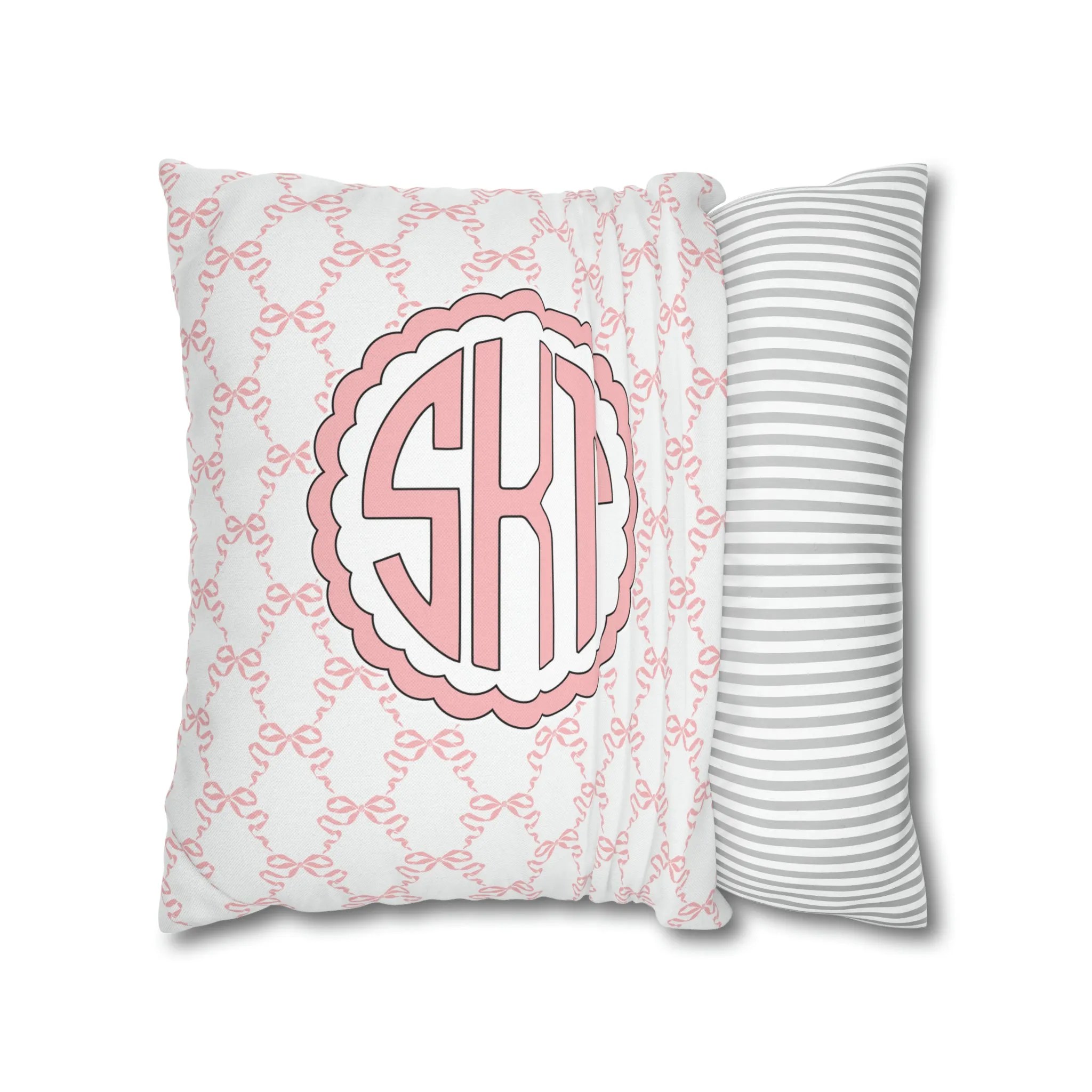 Pink Mongrammed Coquette Decorative Pillow