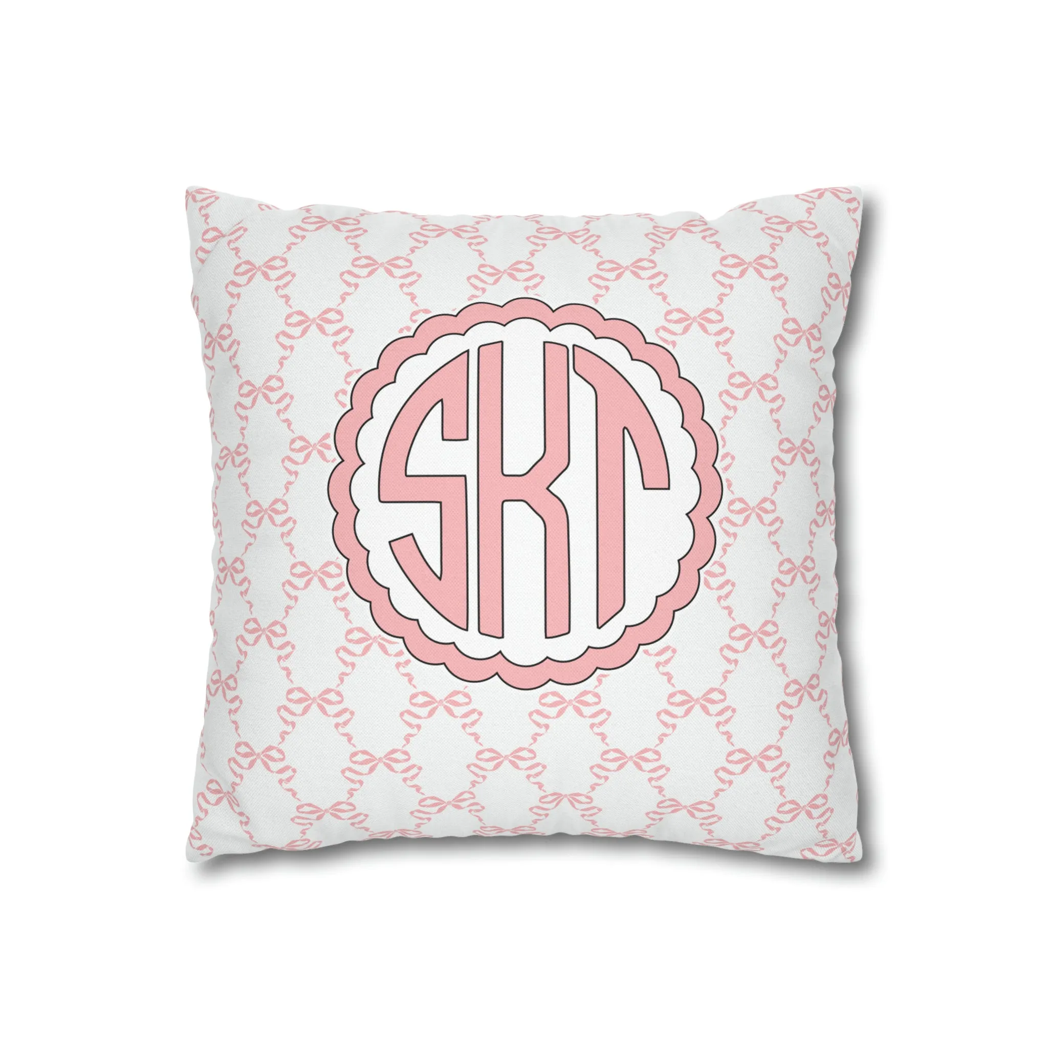 Pink Mongrammed Coquette Decorative Pillow