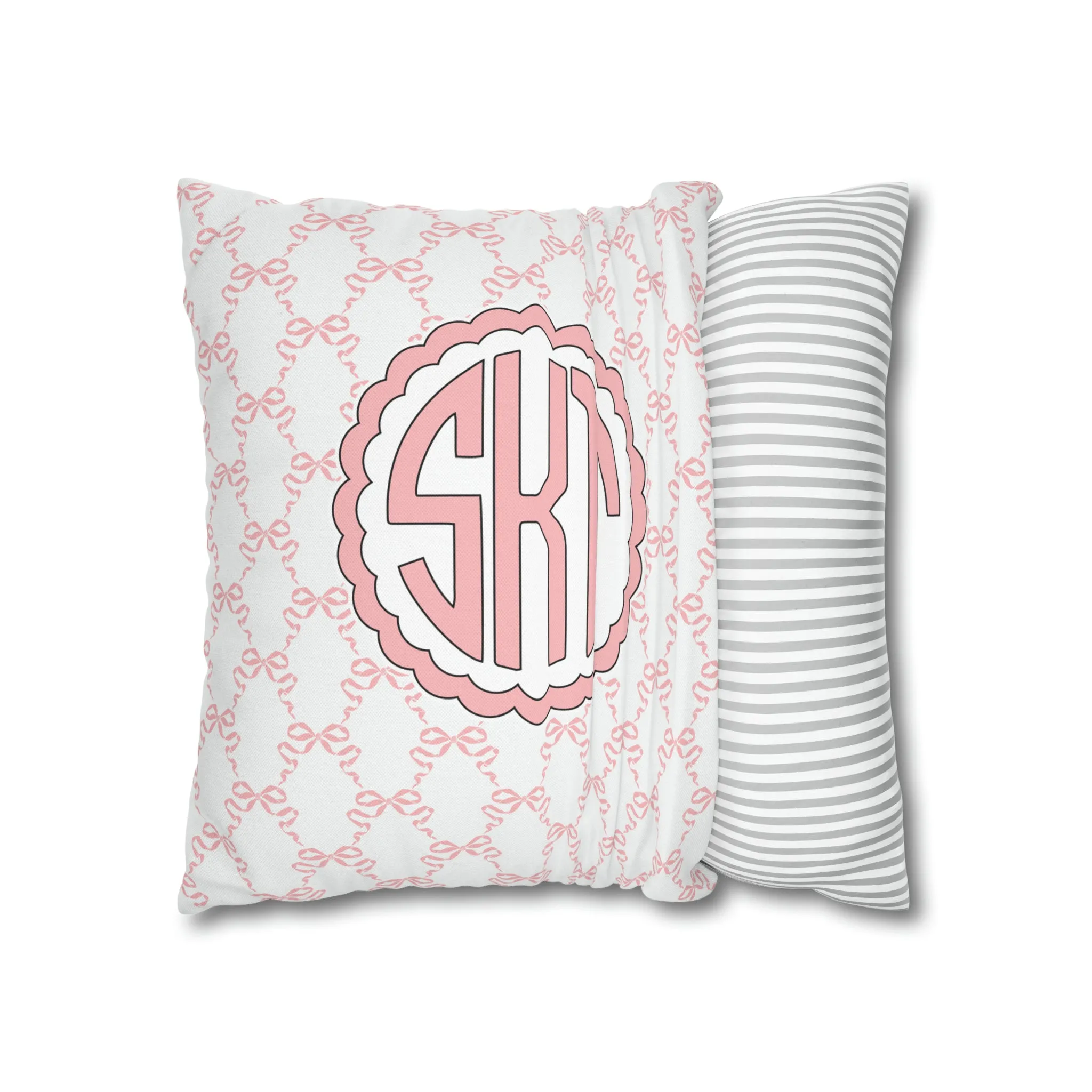 Pink Mongrammed Coquette Decorative Pillow