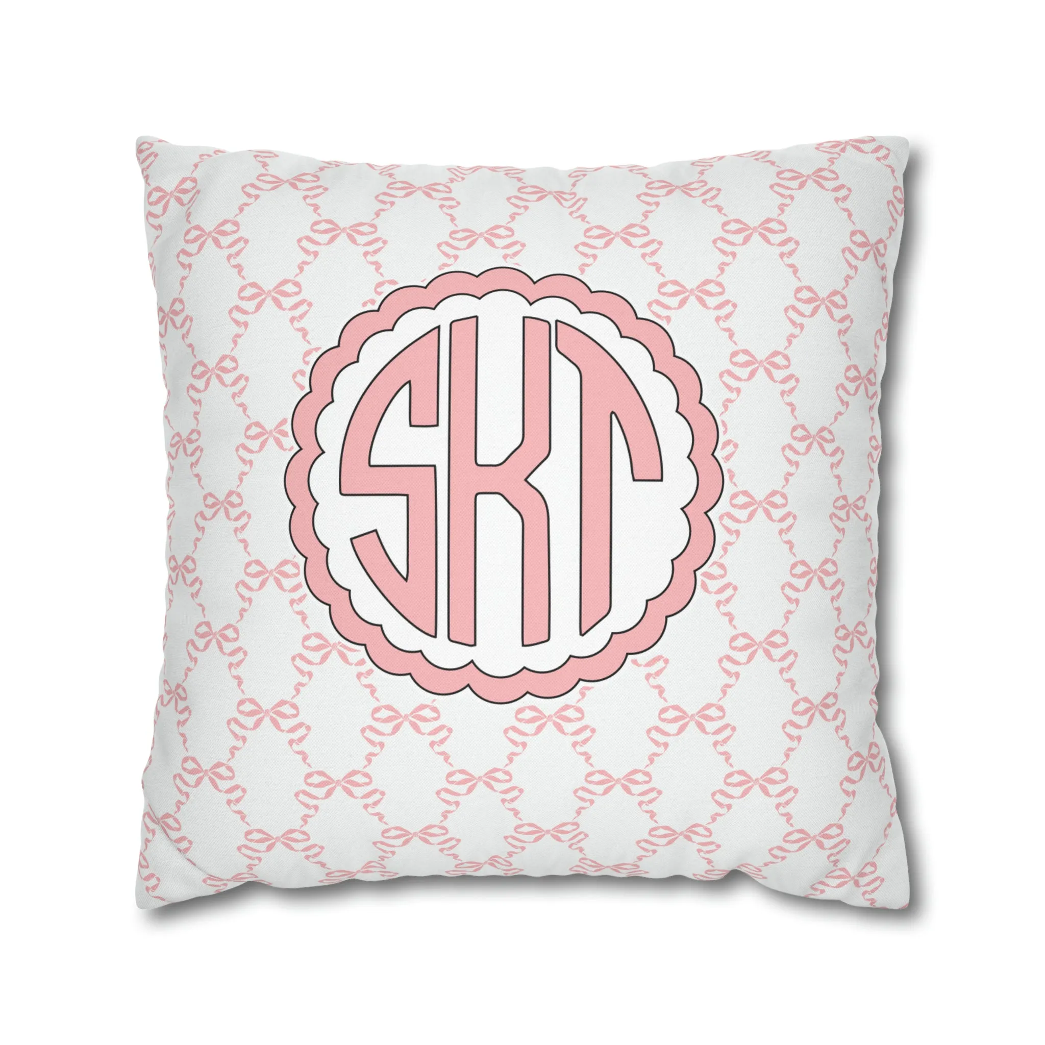 Pink Mongrammed Coquette Decorative Pillow