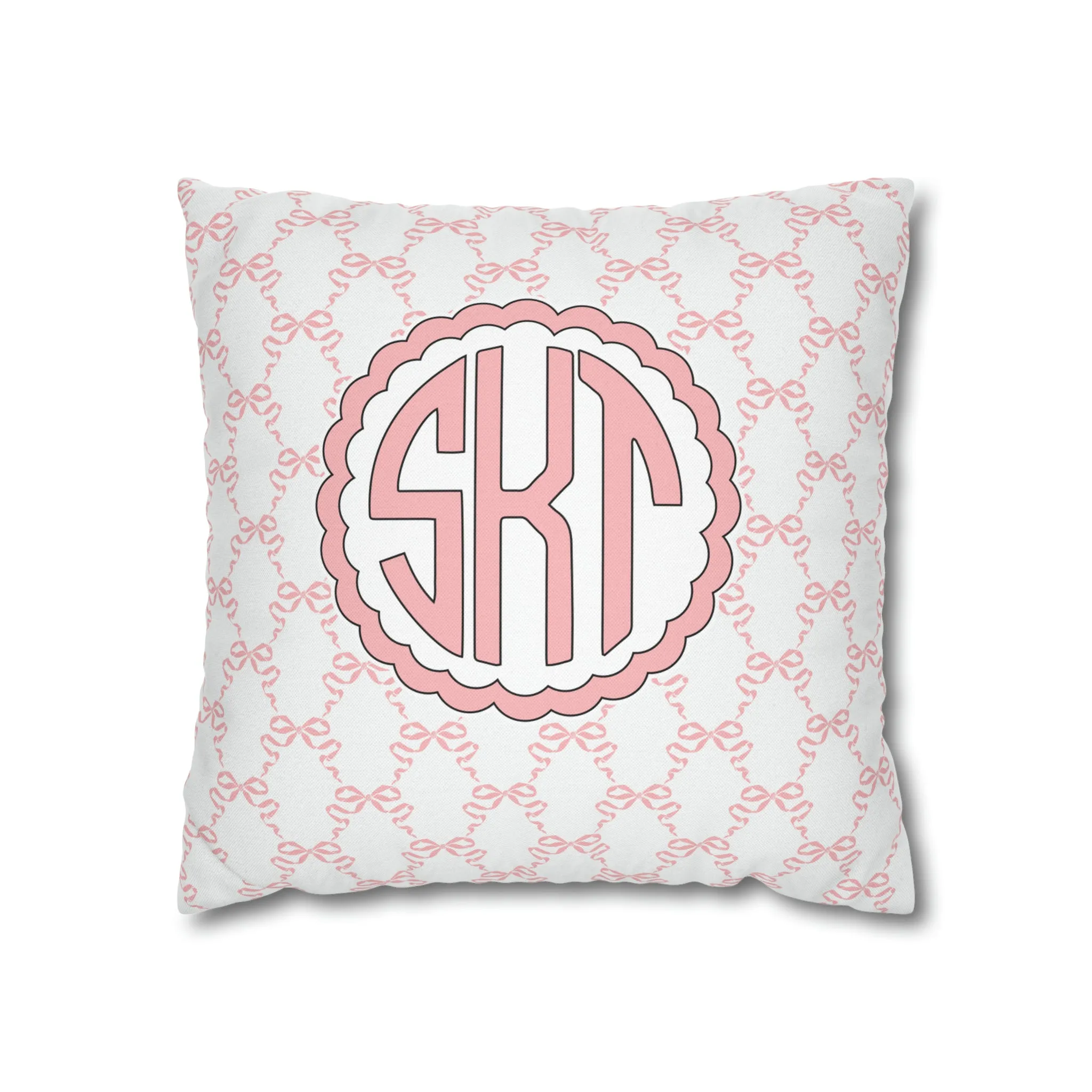 Pink Mongrammed Coquette Decorative Pillow