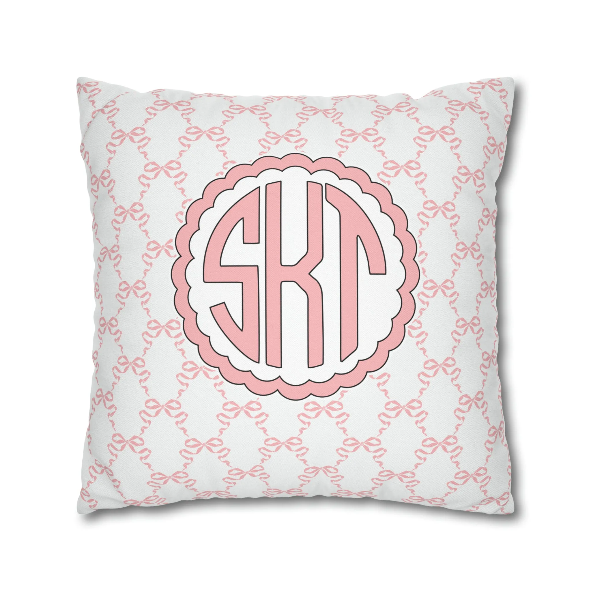 Pink Mongrammed Coquette Decorative Pillow
