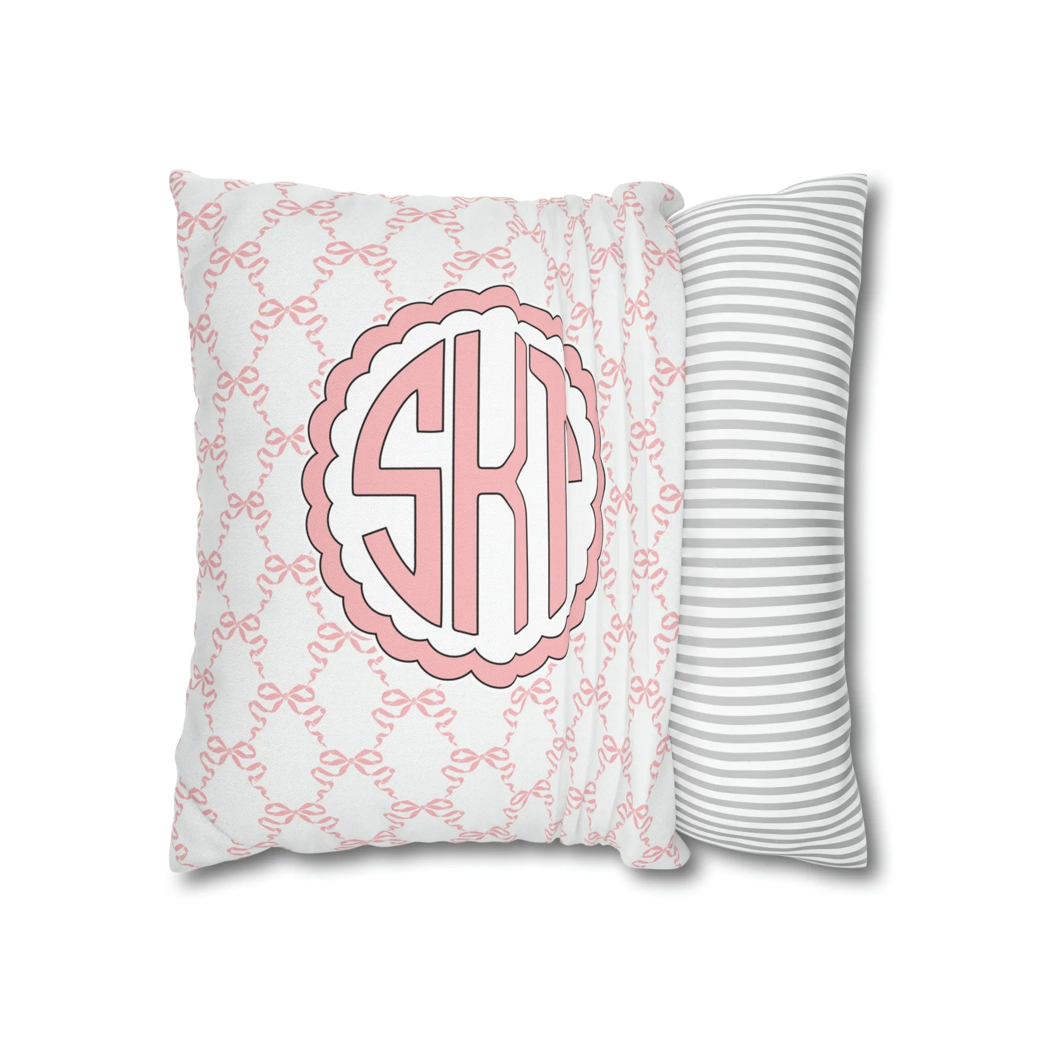 Pink Mongrammed Coquette Decorative Pillow