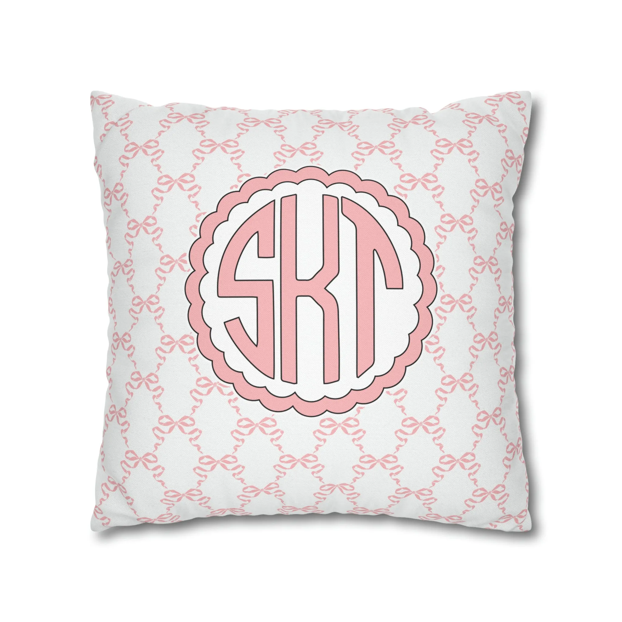 Pink Mongrammed Coquette Decorative Pillow