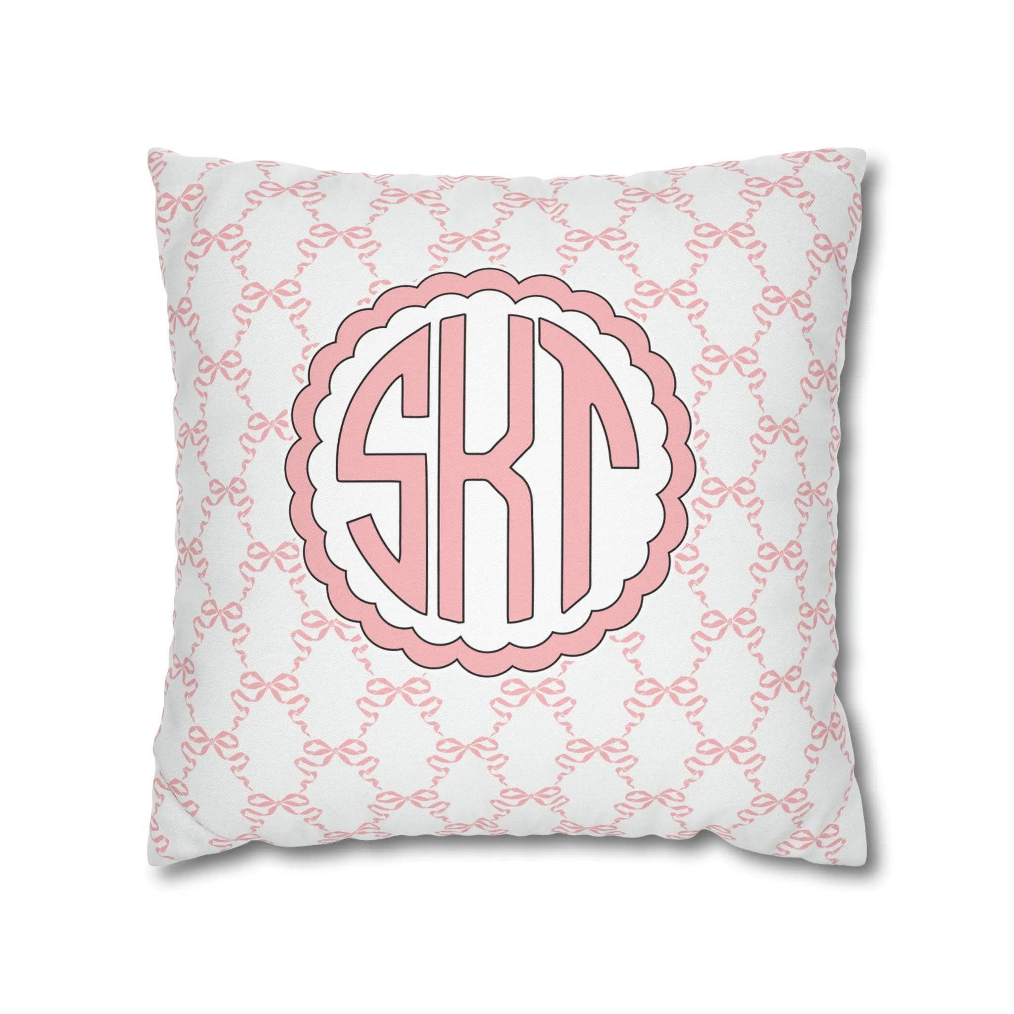 Pink Mongrammed Coquette Decorative Pillow