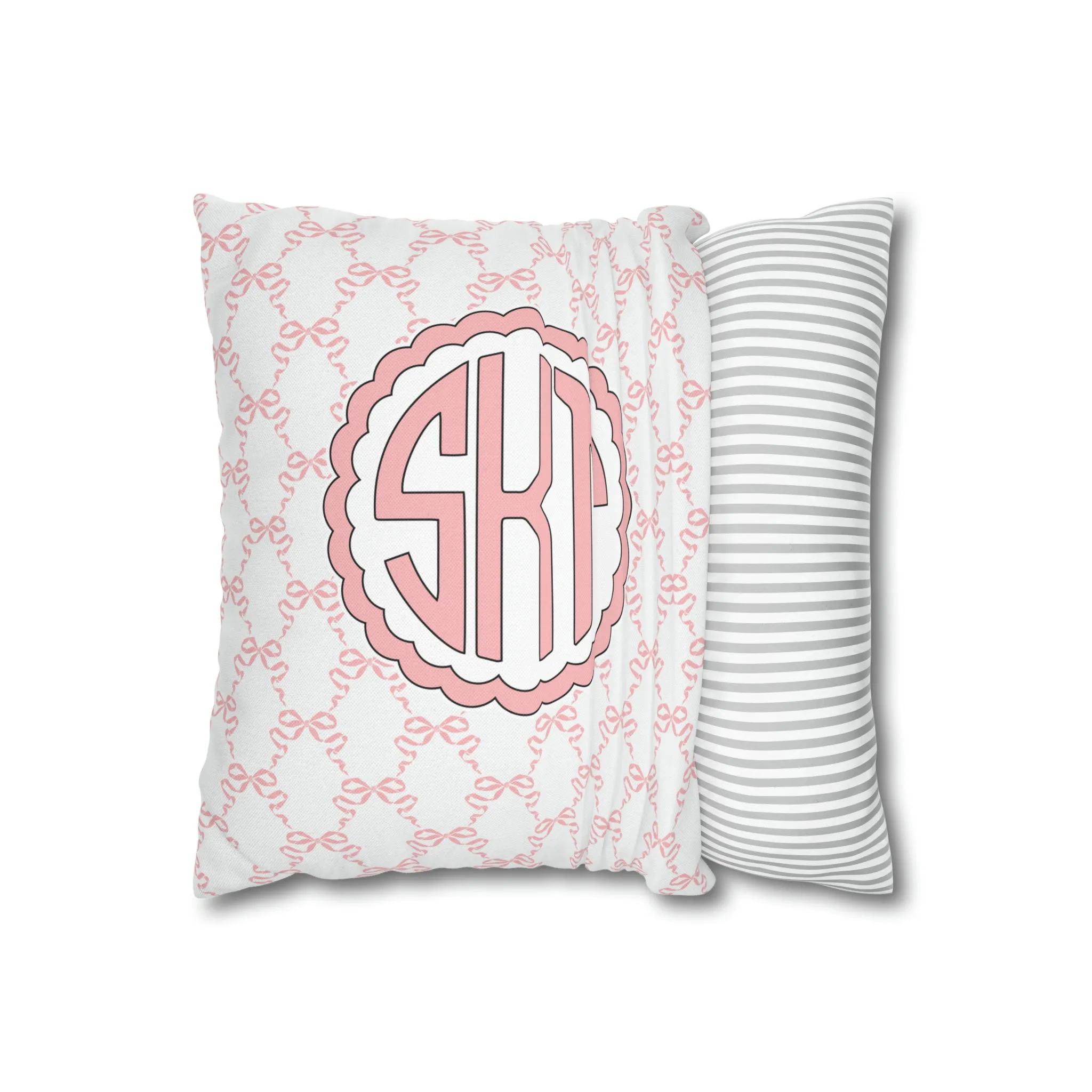Pink Mongrammed Coquette Decorative Pillow