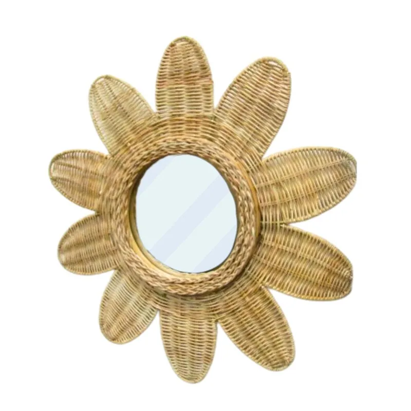 Rattan Flower Mirror