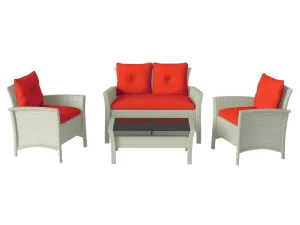 Red 4 Piece Wicker Patio Set