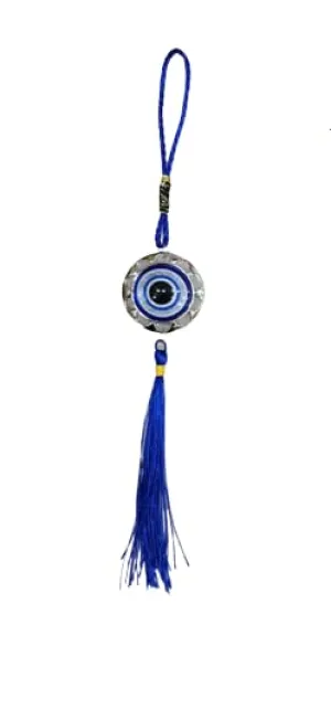 Revashree Craft World Circle Evil Eye Car Hanging Handmade Hangings for Positivity (Can be Used as Home Decor, Gift, Wall Hangings, Meditation Room, Yoga Temple, Wind Chime)
