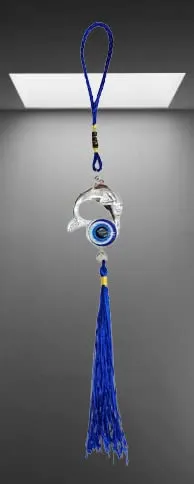 Revashree Craft World Fish Evil Eye Silver Wall Hanging Evil Eye Wind Chimes for Home Décor Items for Living Room Entrance Balcony Garden for Positive Energy Protection Vastu