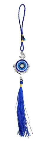 Revashree Craft World Half Moon Silver Wall Hanging Evil Eye Wind Chimes for Home Décor Items for Living Room Entrance Balcony Garden for Positive Energy Protection Vastu