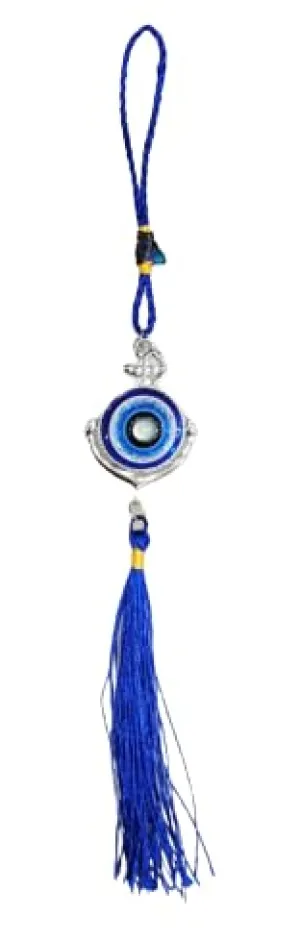 Revashree Craft World Half Moon Silver Wall Hanging Evil Eye Wind Chimes for Home Décor Items for Living Room Entrance Balcony Garden for Positive Energy Protection Vastu