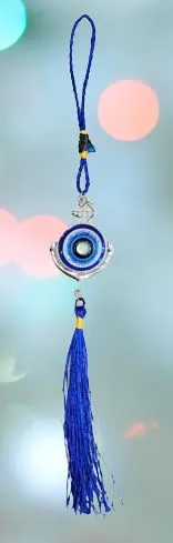 Revashree Craft World Half Moon Silver Wall Hanging Evil Eye Wind Chimes for Home Décor Items for Living Room Entrance Balcony Garden for Positive Energy Protection Vastu
