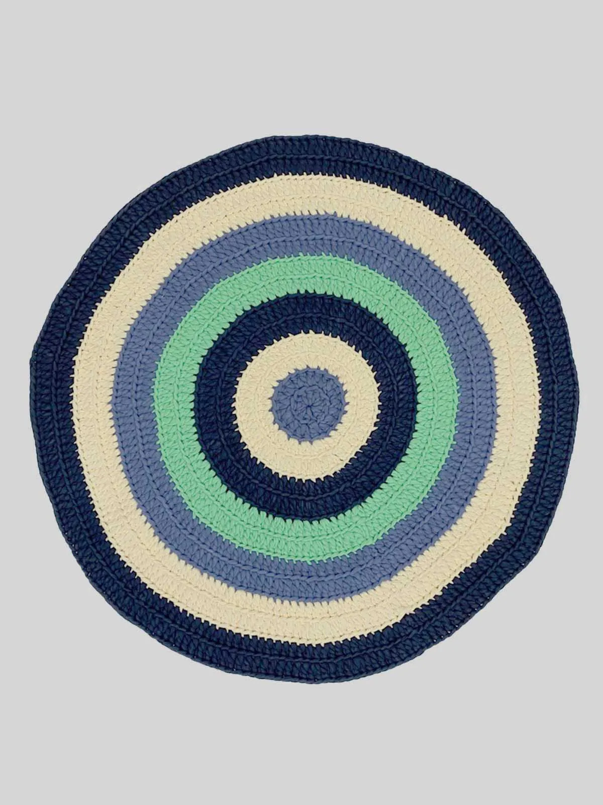 Round Rug Sea-Green-Blue-off-White-Navy