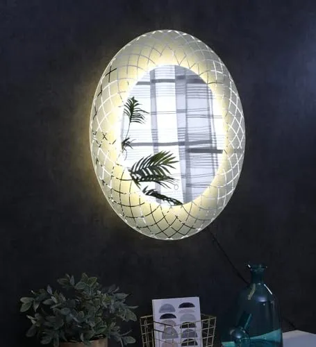 R.S Internationals Round Beautiful Modern Designed LED Make-Up Mirror Lights with Sensor (Gold 24 X 24 Inches)