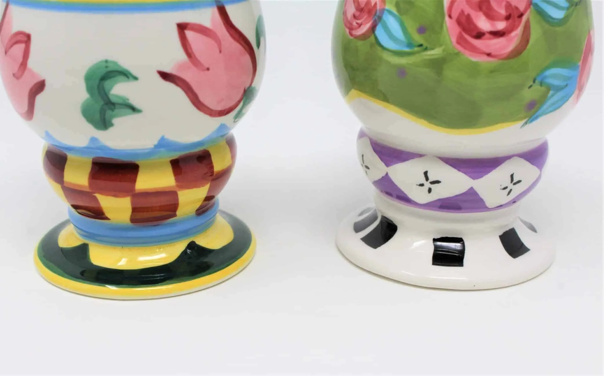 Salt and Pepper Shakers, Whimsical Floral Mad-Hatter, Ceramic