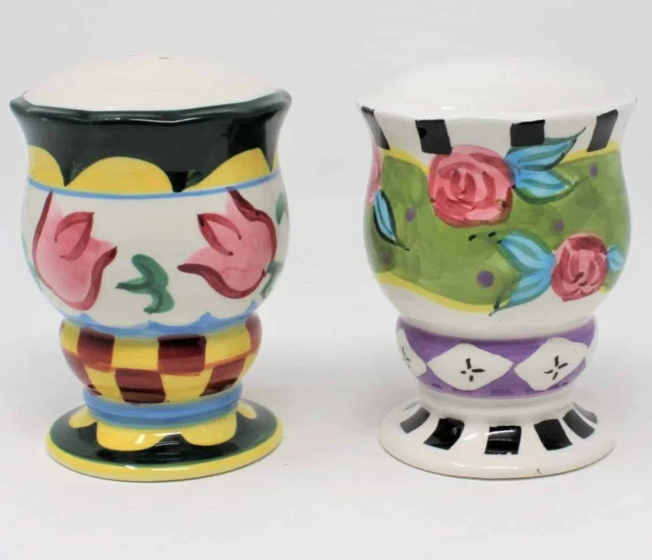 Salt and Pepper Shakers, Whimsical Floral Mad-Hatter, Ceramic