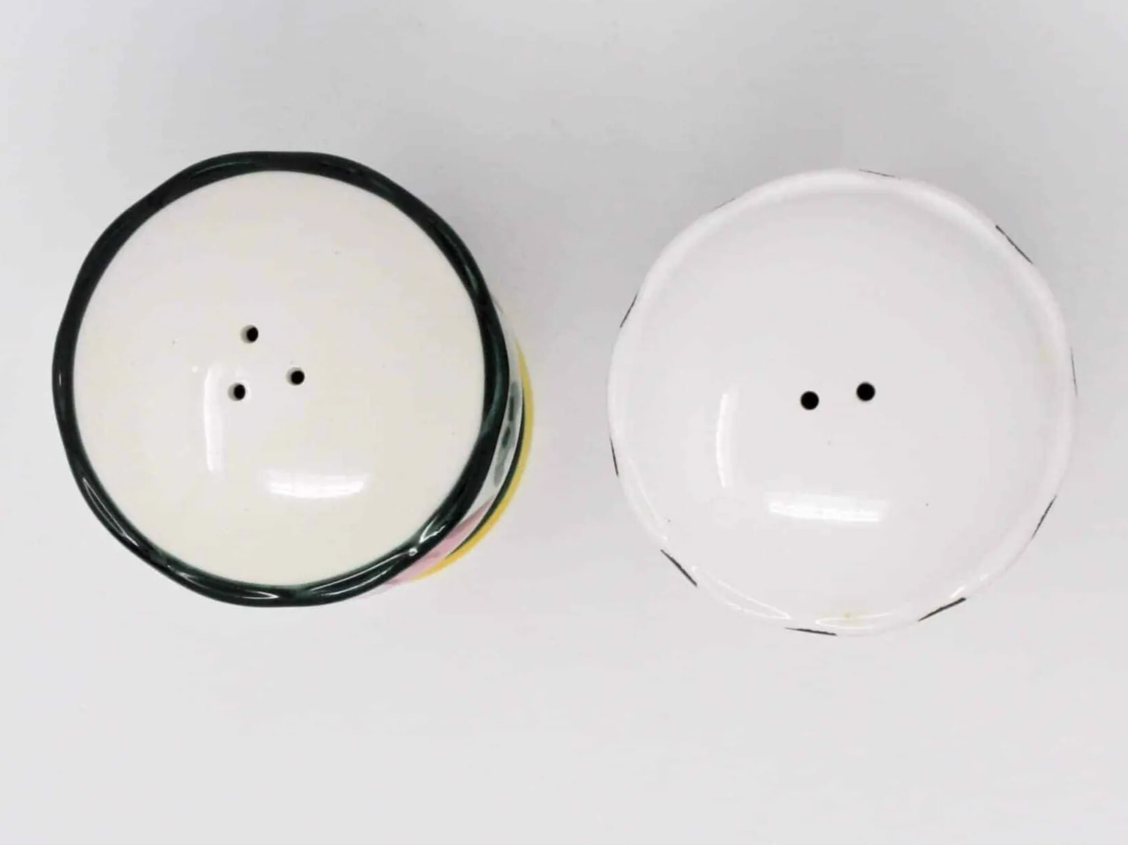 Salt and Pepper Shakers, Whimsical Floral Mad-Hatter, Ceramic