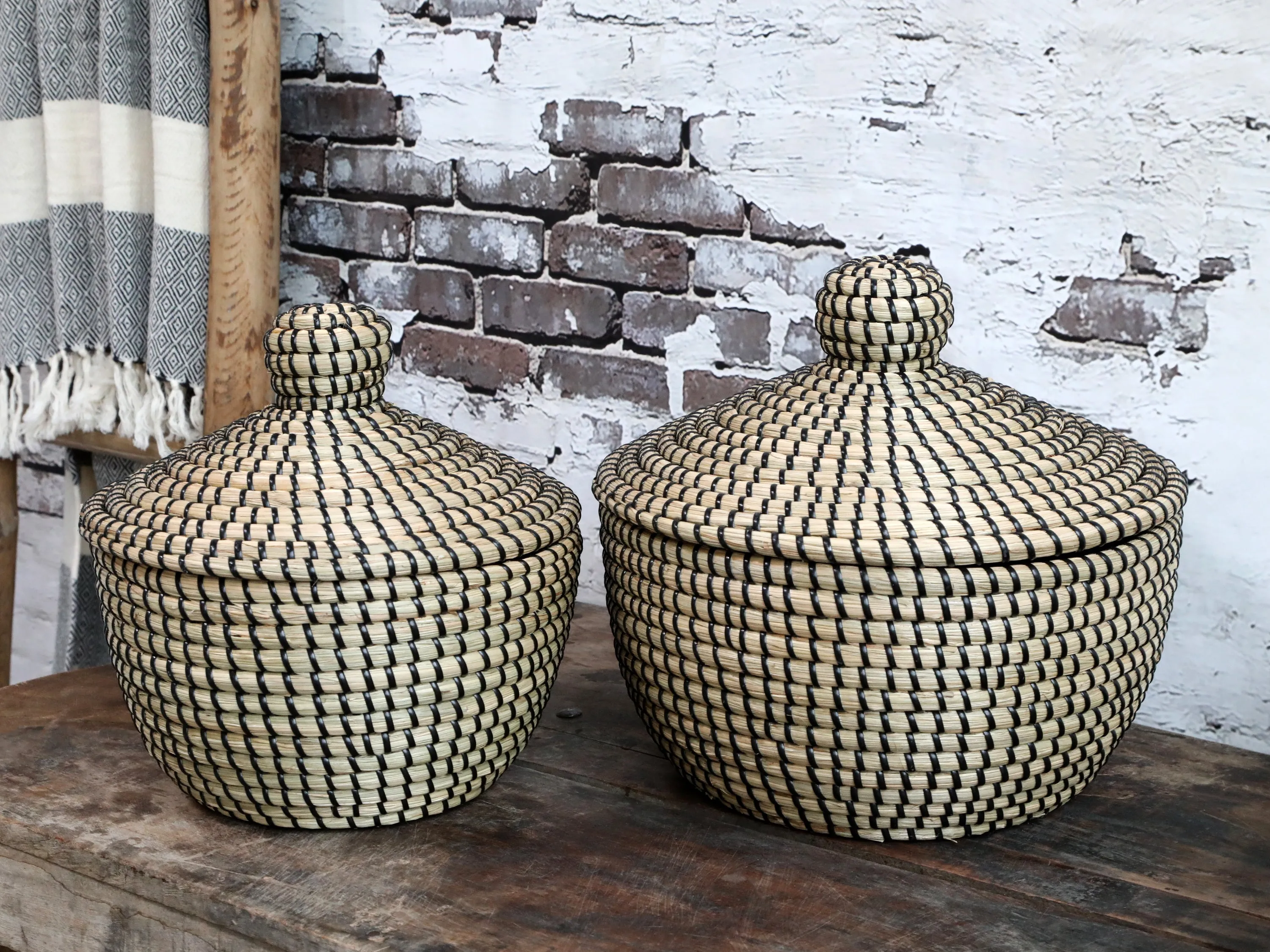 Seagrass Lidded Baskets