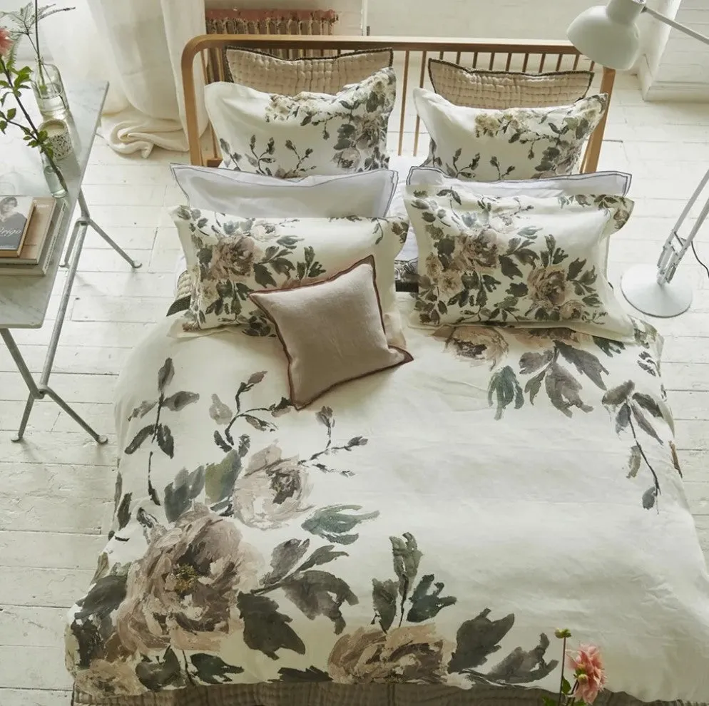 Shanghai Garden Ecru Linen Duvet Cover