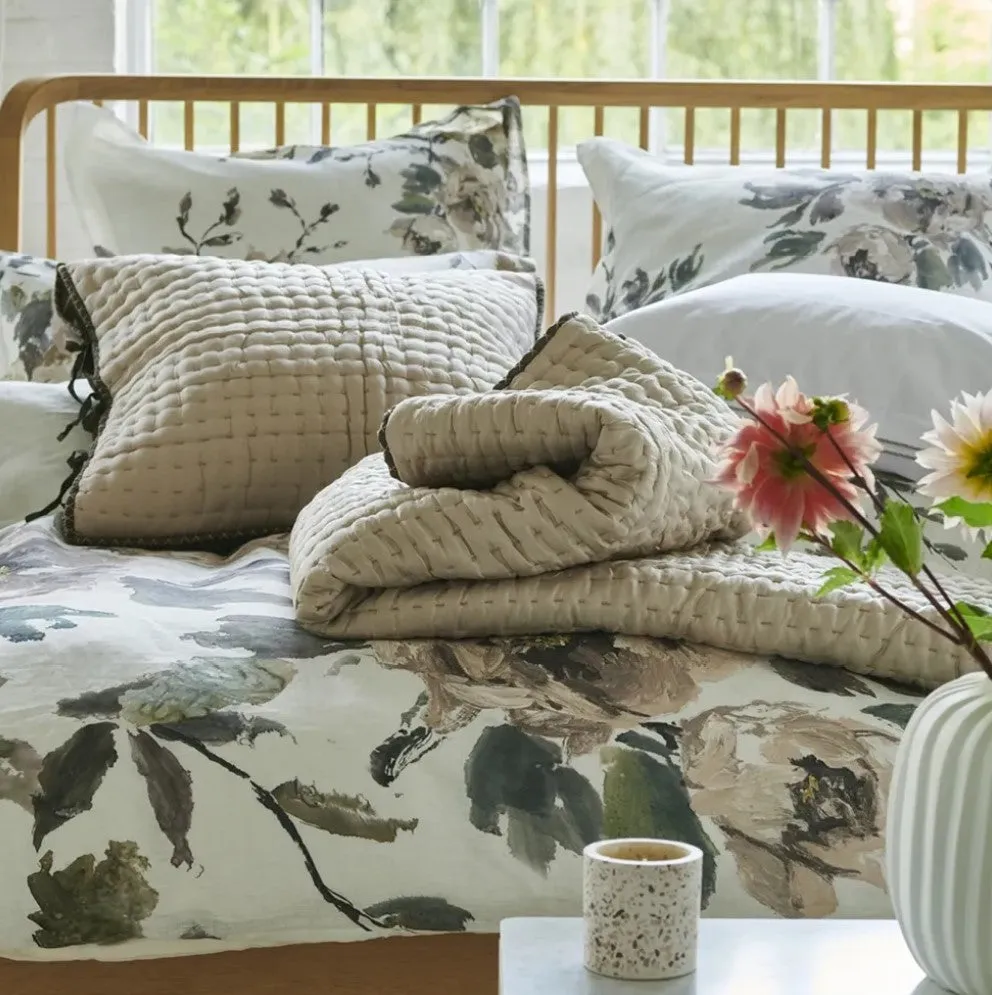 Shanghai Garden Ecru Linen Duvet Cover