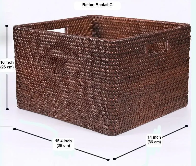 Storage Baskets for Clothes, Rectangular Storage Baskets, Large Brown Woven Storage Baskets, Storage Baskets for Shelves