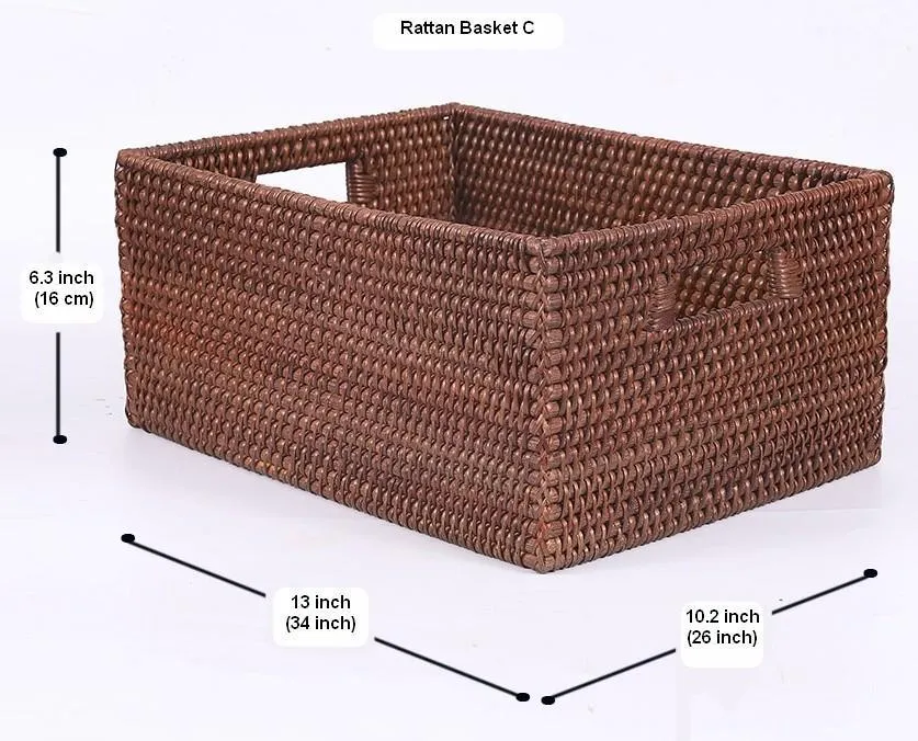 Storage Baskets for Clothes, Rectangular Storage Baskets, Large Brown Woven Storage Baskets, Storage Baskets for Shelves