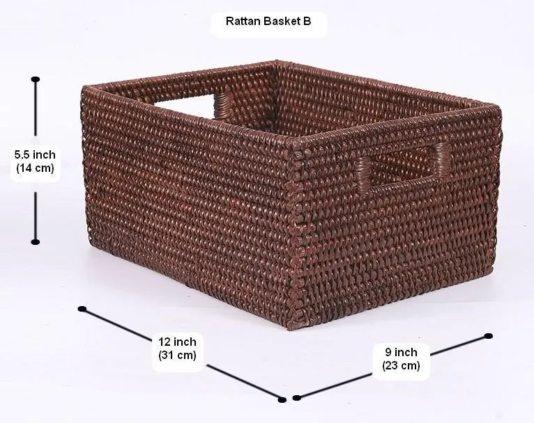 Storage Baskets for Clothes, Rectangular Storage Baskets, Large Brown Woven Storage Baskets, Storage Baskets for Shelves