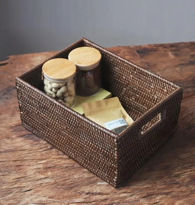 Storage Baskets for Clothes, Rectangular Storage Baskets, Large Brown Woven Storage Baskets, Storage Baskets for Shelves