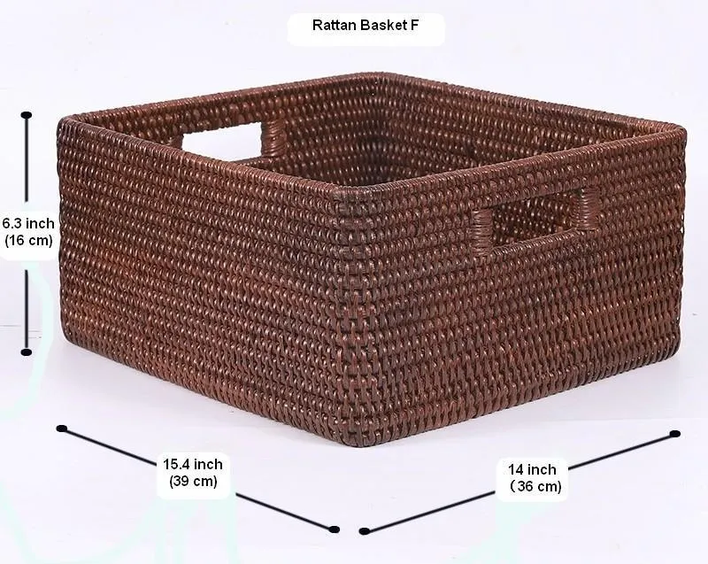Storage Baskets for Clothes, Rectangular Storage Baskets, Large Brown Woven Storage Baskets, Storage Baskets for Shelves
