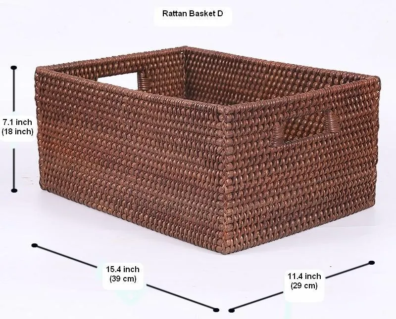 Storage Baskets for Clothes, Rectangular Storage Baskets, Large Brown Woven Storage Baskets, Storage Baskets for Shelves