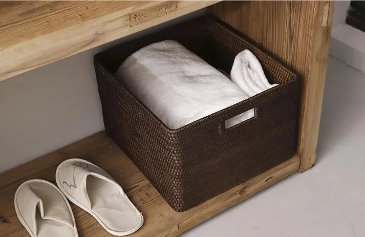Storage Baskets for Clothes, Rectangular Storage Baskets, Large Brown Woven Storage Baskets, Storage Baskets for Shelves