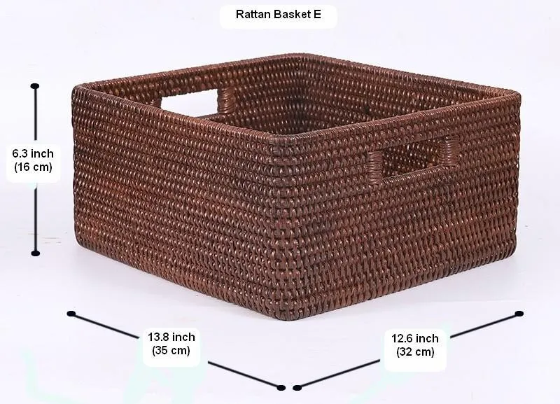 Storage Baskets for Clothes, Rectangular Storage Baskets, Large Brown Woven Storage Baskets, Storage Baskets for Shelves