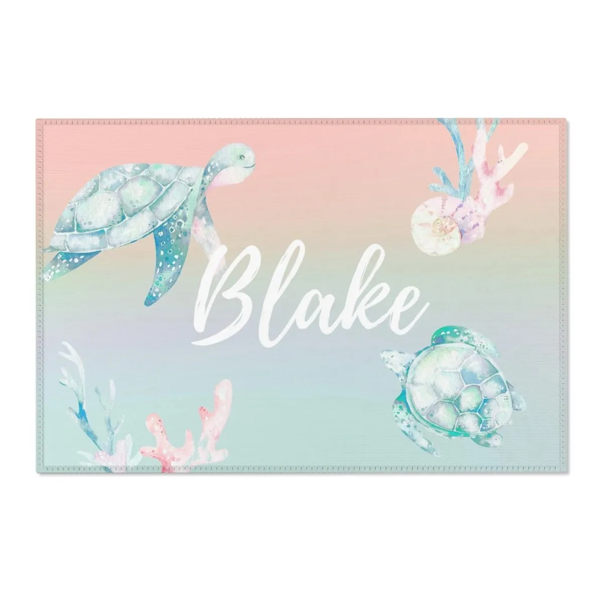 Sweet Sea Turtles Personalized Nursery Rug